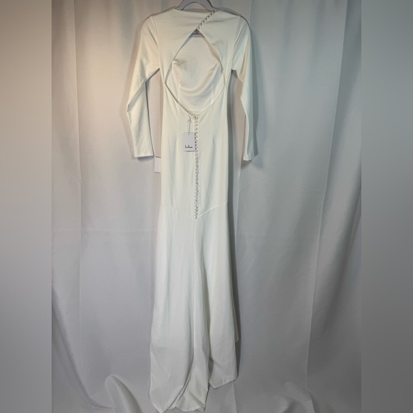 Lulus Eloquent Endearment White Long Sleeve Backless Gown XS - Picture 4 of 16